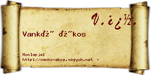 Vankó Ákos névjegykártya